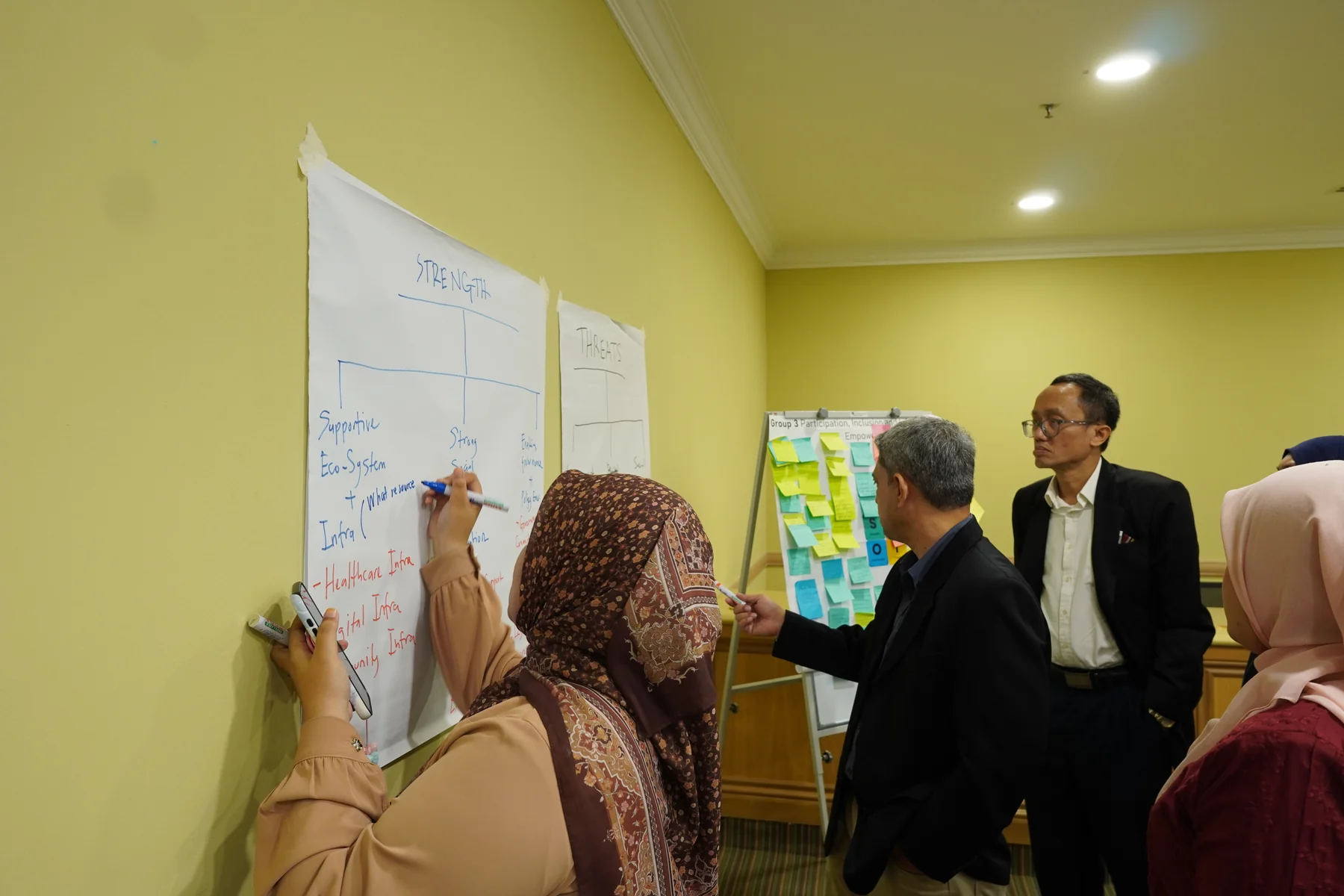 Marha Batrisyia mapping strengths and shared resources during the workshop